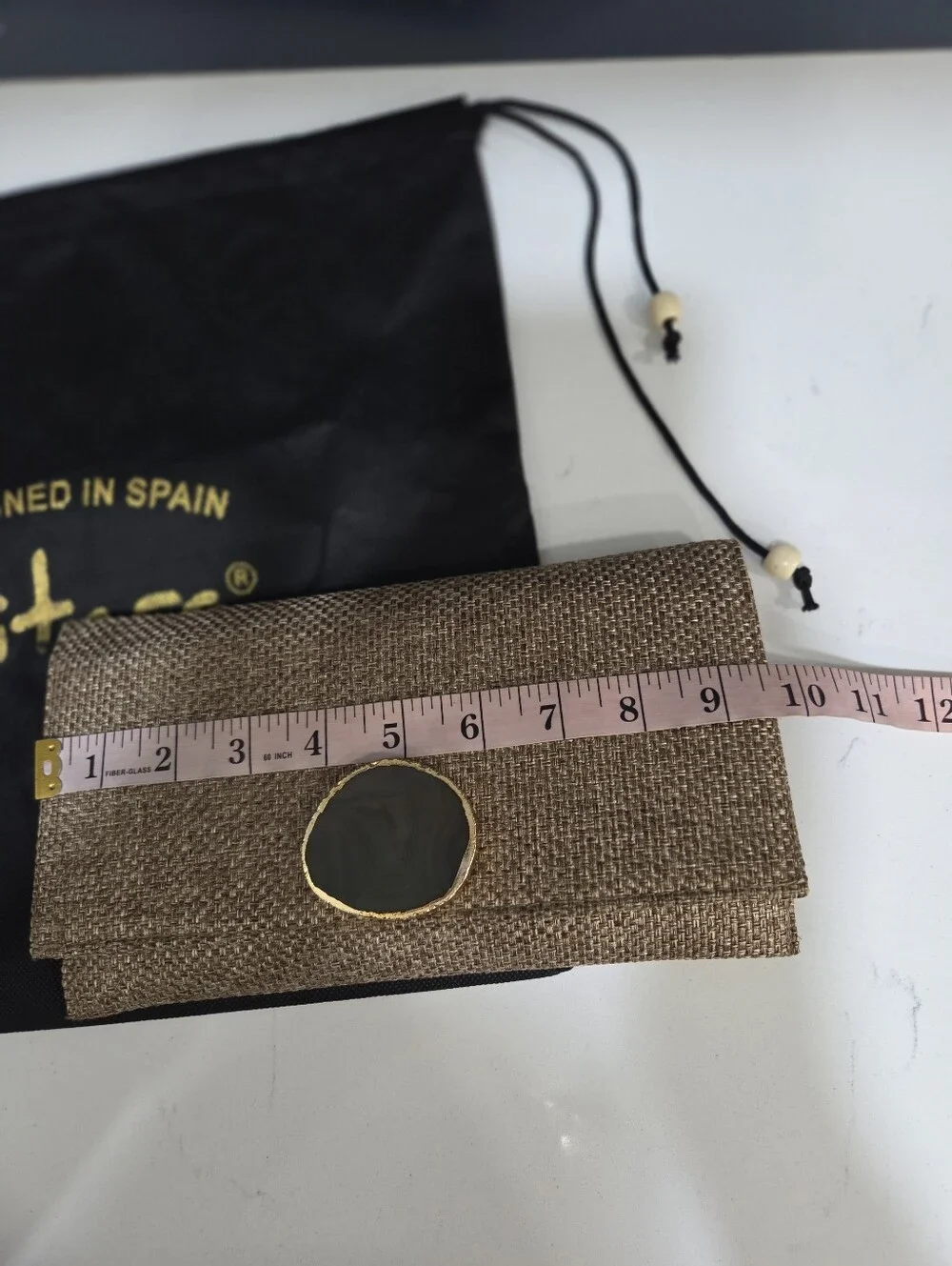 Sitara Gold-Tone Woven Crossbody Clutch - Textured Removable Strap Dust Bag